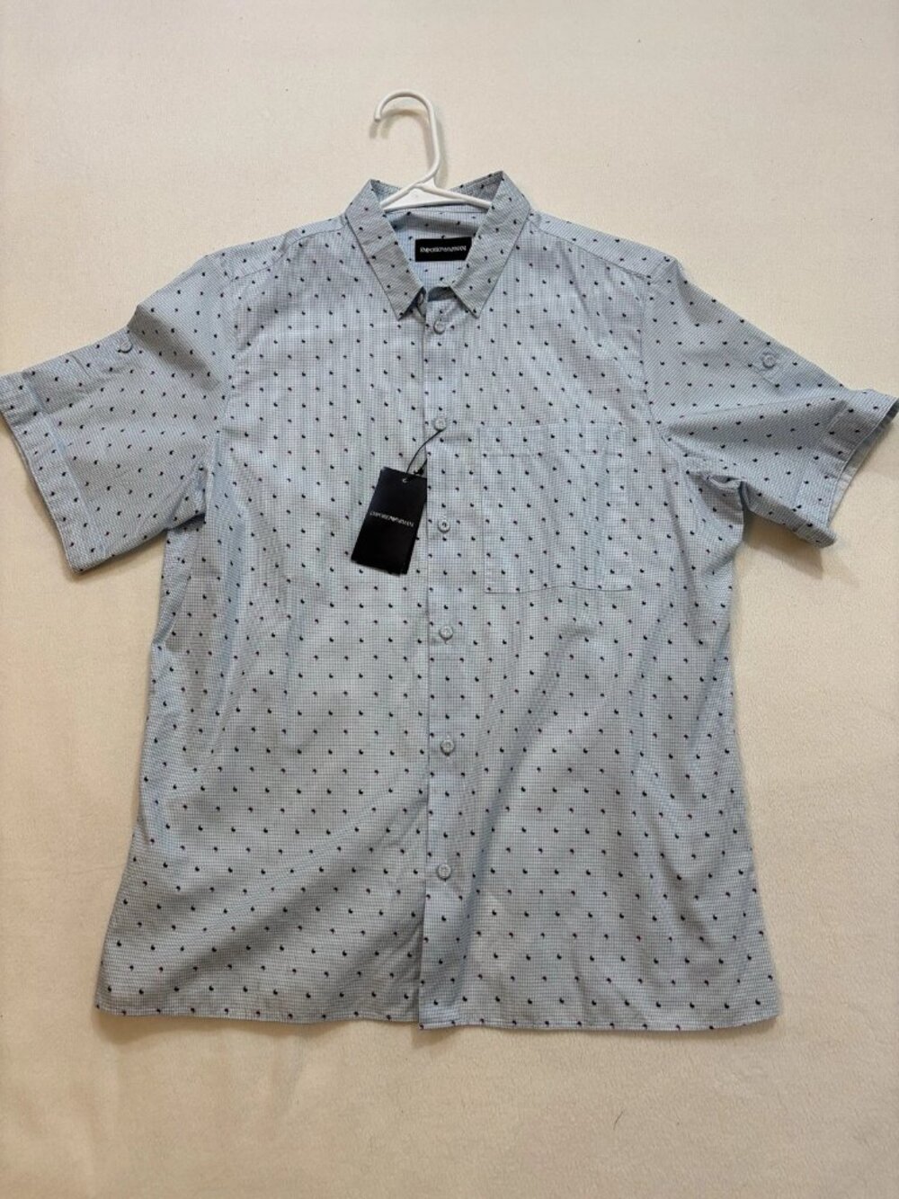 Emporio Armani Men's Short Sleeve Shirt Size 15 3/4 40 Blue NWT